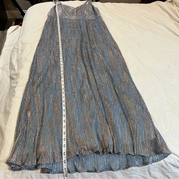 NIGHTWAY Women’s Formal Shimmer Blue Gold Long Evening Gown Dress size 12P - Picture 12 of 15